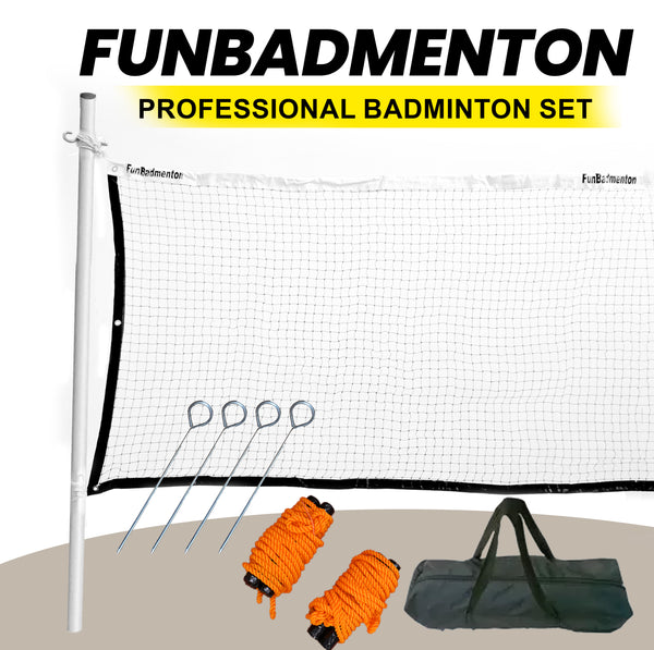 FunBadmenton Portable Net Set Outdoor with Foldable Stand Pole & Carry Bag, Standard Size Badminton Net 20 Feet