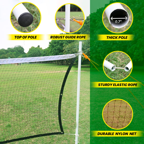 FunBadmenton Portable Net Set Outdoor with Foldable Stand Pole for Kids & Family