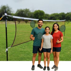 Portable Badminton Net with Carry Bag (Black Poles)