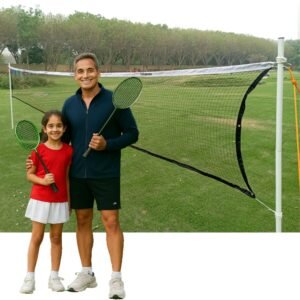 Portable Badminton Net with Carry Bag (White Poles)